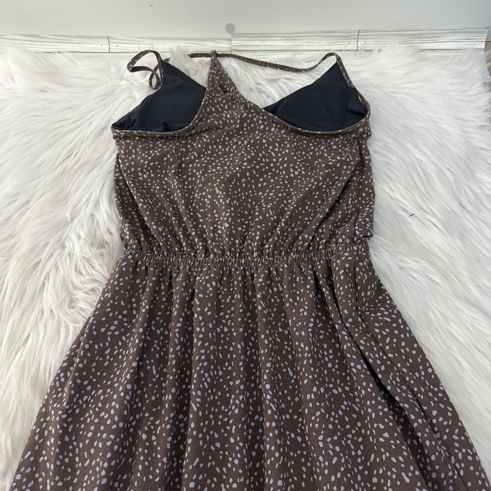 Prana womens XS brown geo pattern strappy hiking dress built in bra - Picture 9 of 13